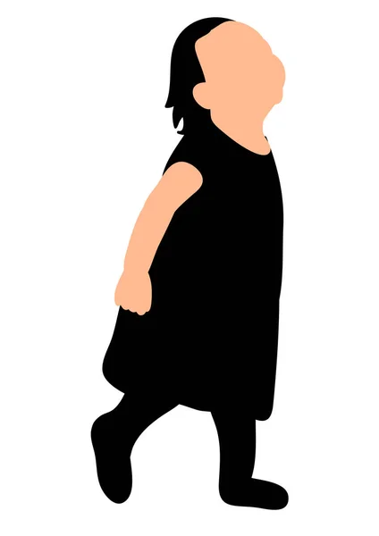 Vector Geïsoleerd Silhouet Kind Kijkt Omhoog — Stockvector