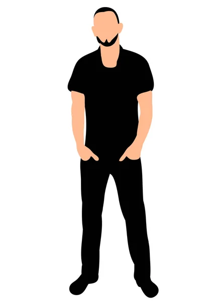Silhouette Business Man Stands Black — Stock Vector