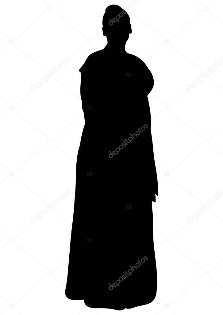 Vector, isolated thick girl in long dress