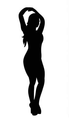 Vektör, illüstrasyon, siluet kız