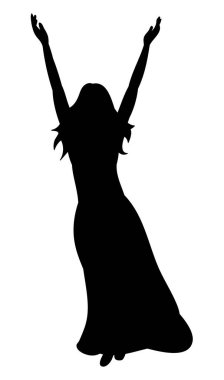 Vektör, siluet kız mutlu.