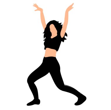 Vektör, illüstrasyon, dans eden bir kızın silüeti