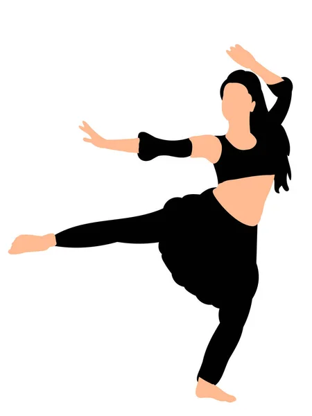 Vector Ilustración Silueta Una Chica Bailando Baile — Vector de stock