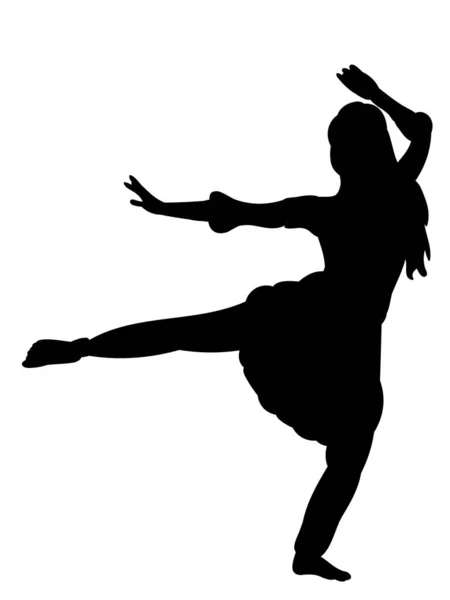 Silueta Una Chica Bailando Baile — Vector de stock