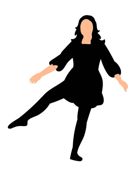 ダンスを踊る女の子のシルエット — ストックベクタ
