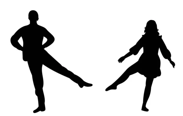 Vector Illustration Silhouette Guy Girl Dancing Dance — Stock Vector