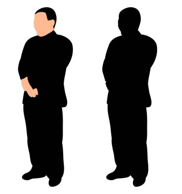  İzole edilmiş siluet siyah adam ayakta duruyor