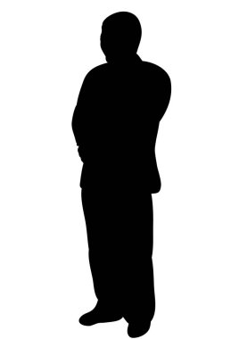 Vektör, izole edilmiş siluet Siyah adam duruyor