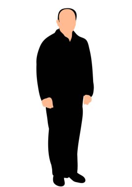 İzole edilmiş siluet adam sakince duruyor, siyah.