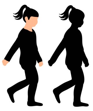  Siluet çocuk acele içinde yürüyor.