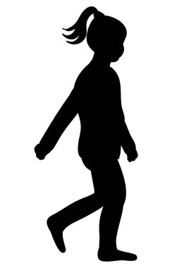  Siluet çocuk acele içinde yürüyor.