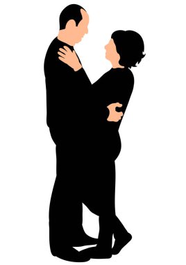  Siluet adam ve kadın birbirlerine bakıyorlar.