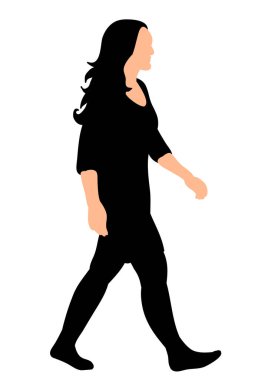  Yürüyen bir kızın silüeti, yan görünüş