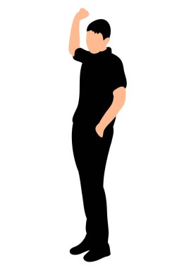 Siluet adam ayakta, el üstünde.