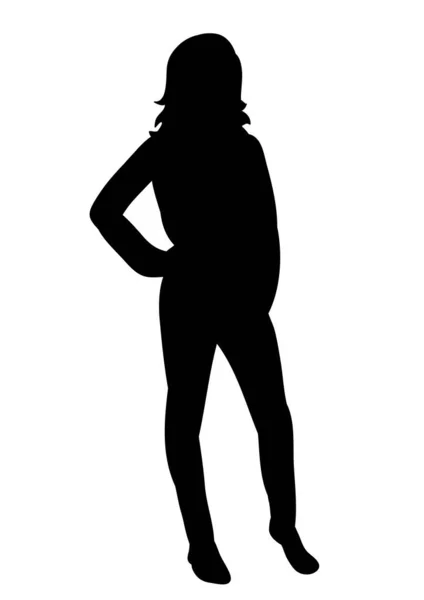 Vecteur Silhouette Isolée Adolescent Posant — Image vectorielle