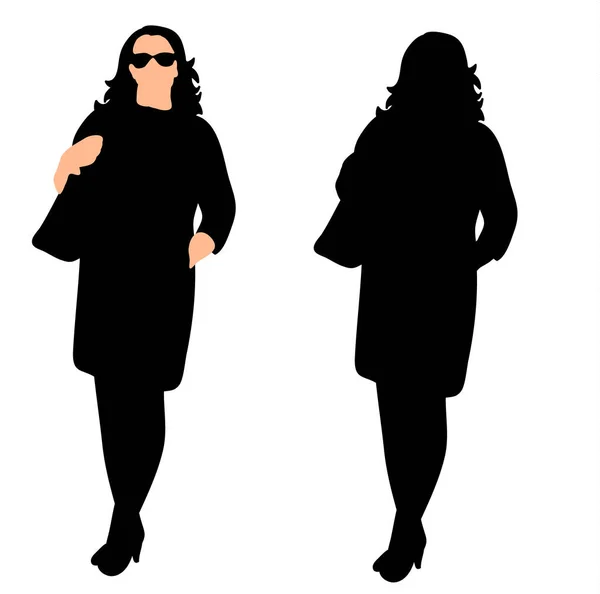 Vecteur Silhouette Noire Femme Avec Sac — Image vectorielle