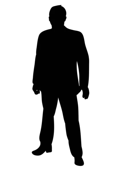 Silhouette Eines Mannes Anzug Steht Vektor — Stockvektor