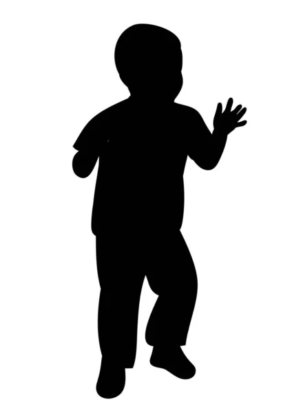 Silhouette Child Goes Hands Vector — Stock Vector