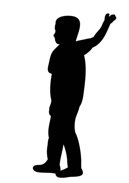 Silhouette Eines Kindes Stehend Und Werfend Vektor — Stockvektor