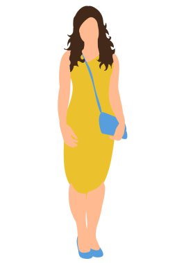 Vektör, izole, yüzü olmayan sarı elbiseli kız.