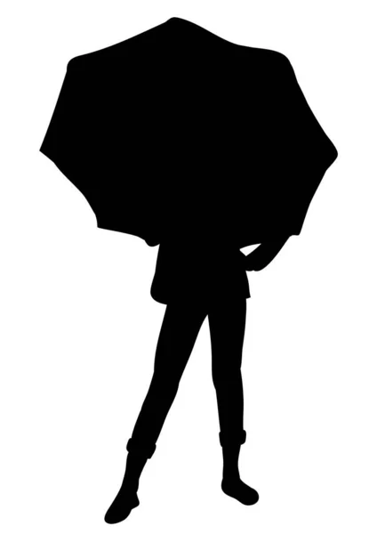 Girl Umbrella Silhouette — Stock Vector