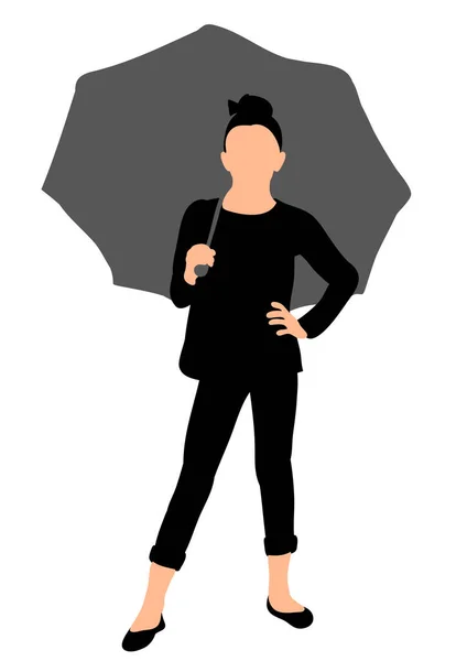 Silhuett Flicka Med Ett Paraply — Stock vektor