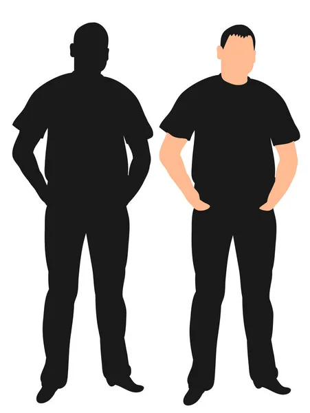 Silhouette Man Standing Hands Pockets — Stock Vector