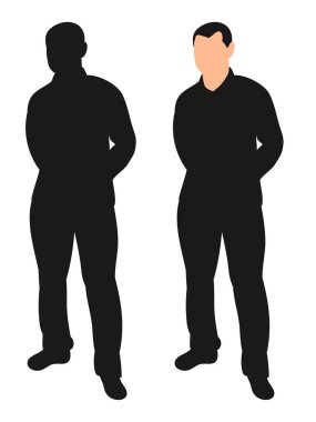 Elleri arkada duran bir adamın silüeti.