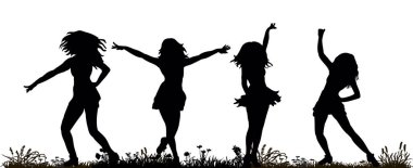  Dans eden bir kızın izole edilmiş siluetinin çizimi