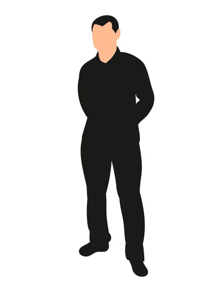 Silhouette Man Standing Hands His Back — Stock Vector