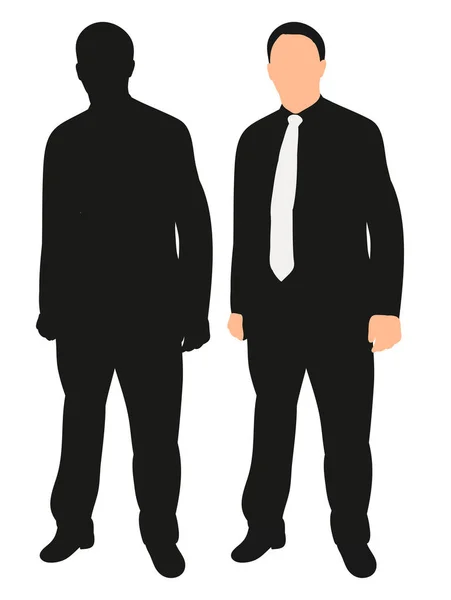 Silhouette Homme Costume Avec Une Cravate — Image vectorielle