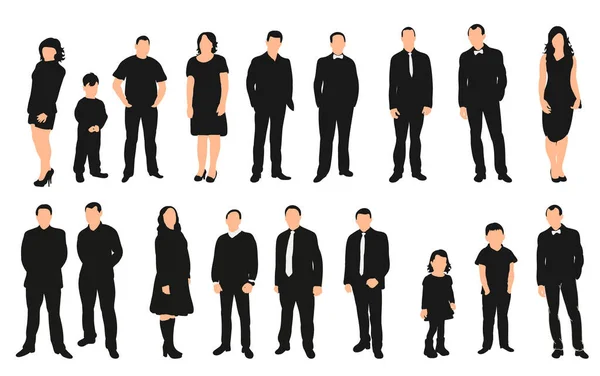 Vector Isolated People Collection Silhouettes — Stock Vector