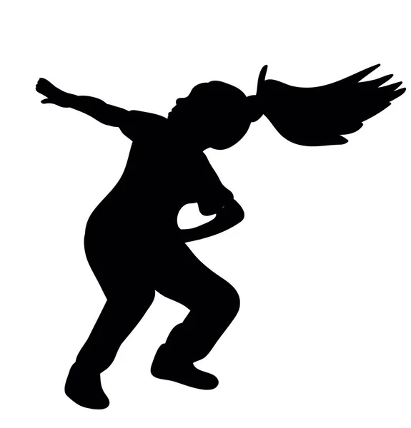 Silhouette Kleines Mädchen Tanzt — Stockvektor