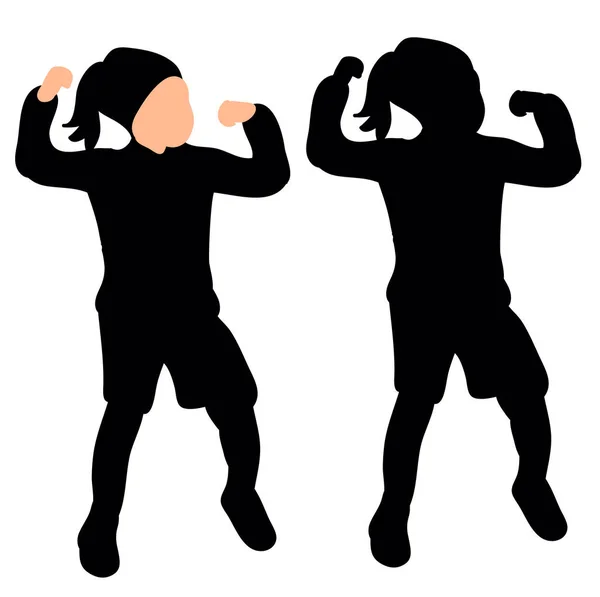 Silhouette Enfant Danse Hip Hop Danse Enfance — Image vectorielle