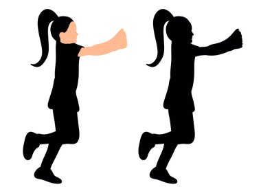  Yalnız, siluet küçük kız dans ediyor, dans ediyor,