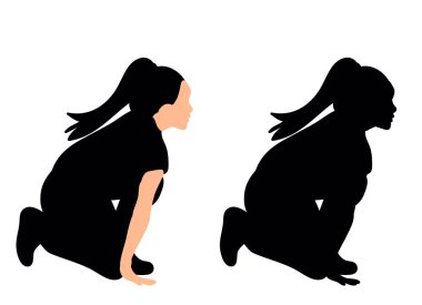 Yalnız, siluet küçük kız dans ediyor, dans ediyor, eğleniyor