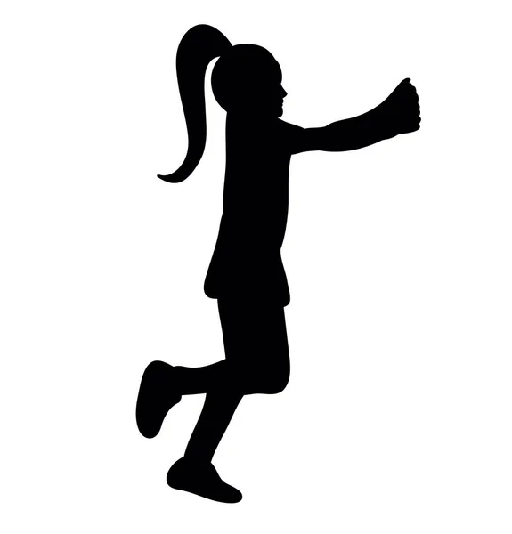 Yalnız Siluet Küçük Kız Dans Ediyor Dans Ediyor — Stok Vektör
