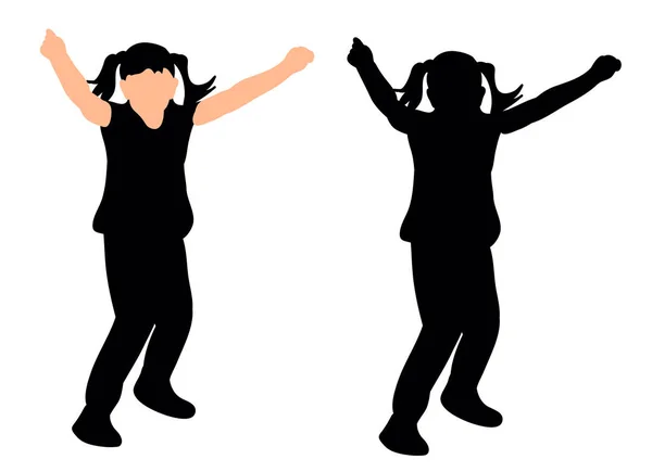 Silhouette Kleines Mädchen Tanzen Tanzen — Stockvektor