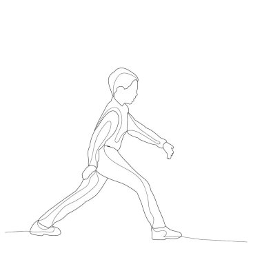 Çizgileri olan çizim, çocuk geliyor.