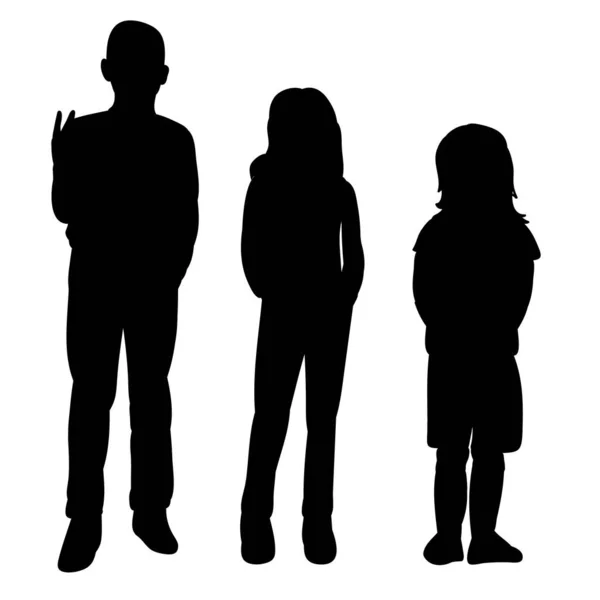 Vector Geïsoleerde Zwarte Silhouet Kinderen — Stockvector