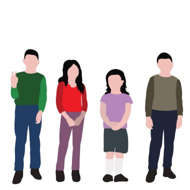 Bir grup çocuğun siluetini izole et