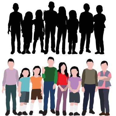 Bir grup çocuğun siluetini izole et