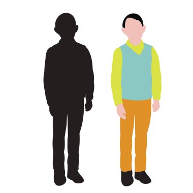 Çocuk düz stil, çocuk ayakta.