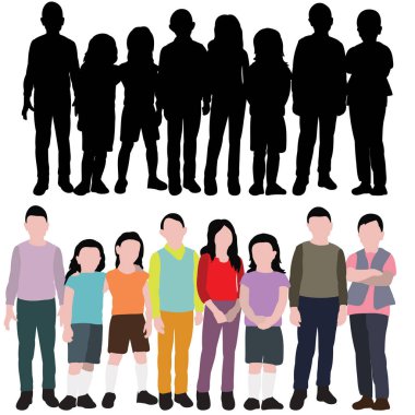 Bir grup çocuğun siluetini izole et