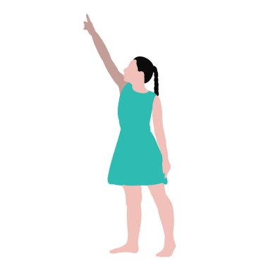 Kız düz bir şekilde izole edilmiş vektör çocuk gösterir