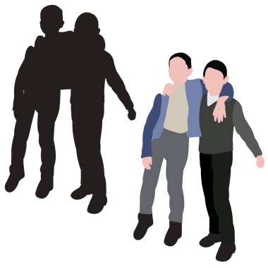 vektör, izole, siluet erkek arkadaş