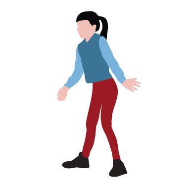 vektör, izole, çocuk düz stil, kız