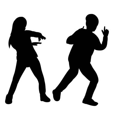 vektör siyah siluet erkek ve kız dansını izole etti