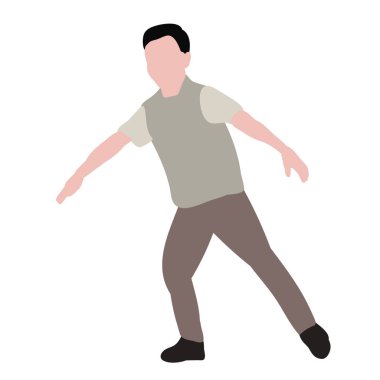 vektör, izole, çocuk düz stil, çocuk seviniyor