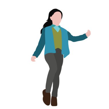 Düz tarzda izole çocuk, dans eden kız.